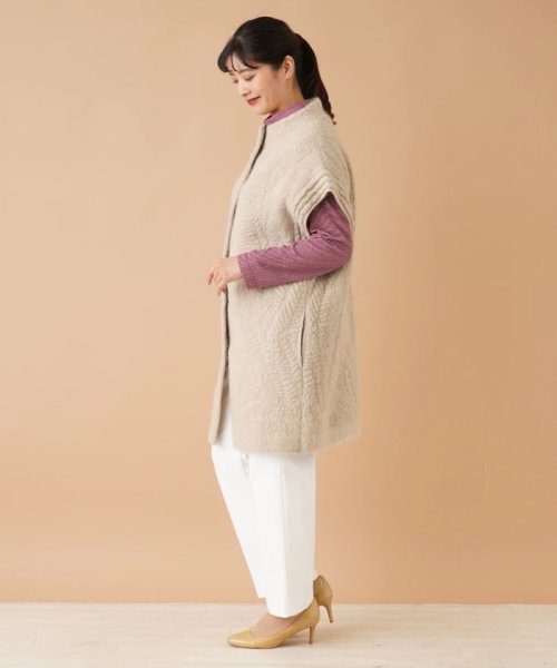 ボトルネックロングニットベスト 