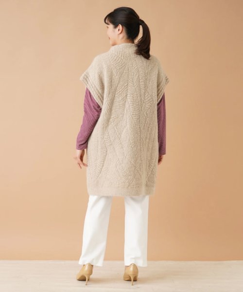 ボトルネックロングニットベスト 