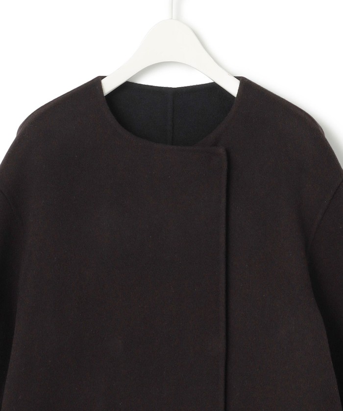 ウールリバー ストール付きノーカラーコート(505725344)｜阪急百貨店