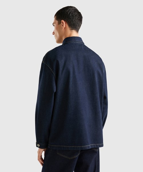 BENETTON (mens)(ベネトン（メンズ）)/ロゴ刺繍入り胸ポケット付き長袖デニムシャツ/img01