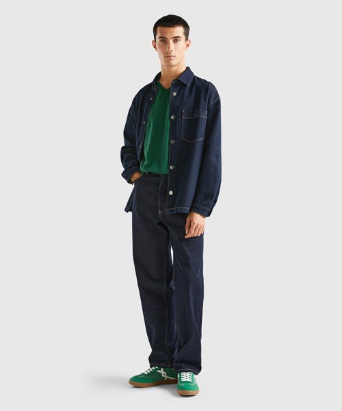 BENETTON (mens)(ベネトン（メンズ）)/ロゴ刺繍入り胸ポケット付き長袖デニムシャツ/img02