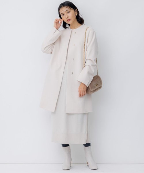 ウールカシミヤビーバー ノーカラー コート 商品説明2023 Autumn & Winter合わせるアイテムを選ばない万能コート■デザインシンプルで使い勝手の良いノーカラーコート。襟が無 Z2365889891(18295円)