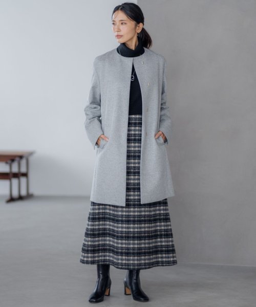 ウールカシミヤビーバー ノーカラー コート 商品説明2023 Autumn & Winter合わせるアイテムを選ばない万能コート■デザインシンプルで使い勝手の良いノーカラーコート。襟が無 Z2365889891(18295円)