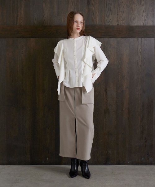 MIELI INVARIANT(ミエリ インヴァリアント)/Ruffle Band Collar Shirt/img04