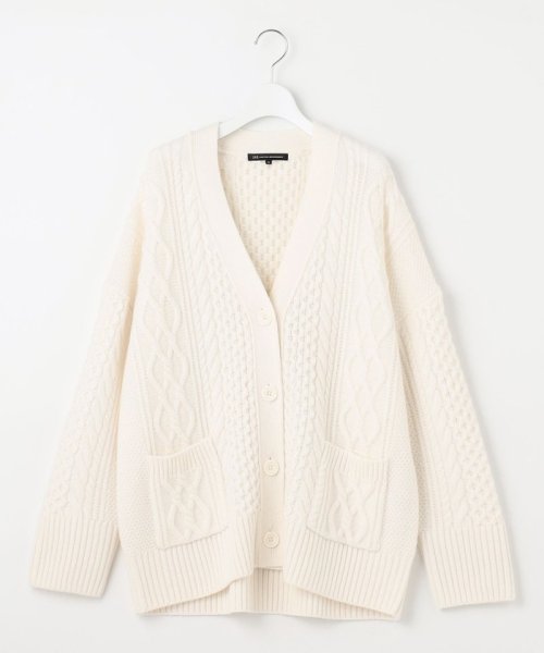 【杏さん着用/洗える】ウールカシミヤ アランパターン カーディガン #005