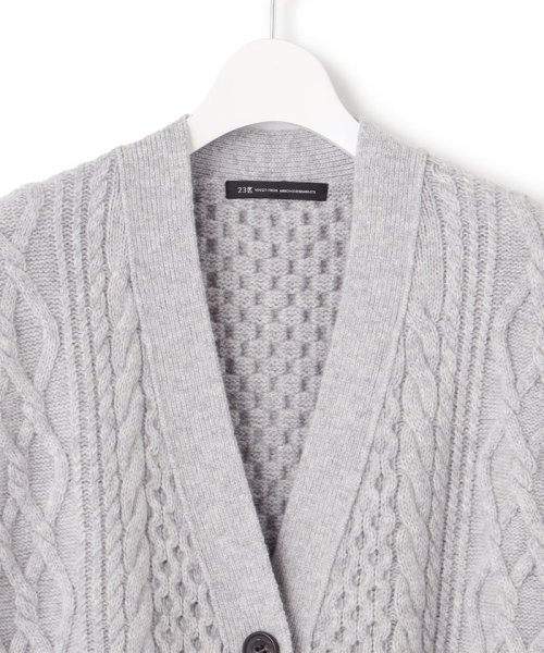 【杏さん着用/洗える】ウールカシミヤ アランパターン カーディガン #005