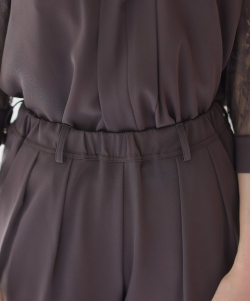 スリーブレース切り替えパンツドレス 二次会 食事会 セレモニー 発表会