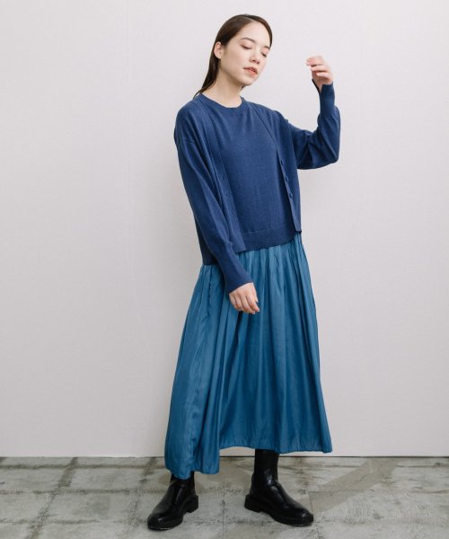 【Liyoca】コットンカシミヤレイヤードワンピース Liyoca 手洗い可