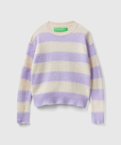 BENETTON (women)(ベネトン（レディース）)/起毛クルーネックボーダーニット・セーター/img33