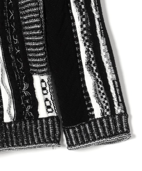 【RIELABO】3Dランダムストライプジャカード ショールカラーカーディガン 