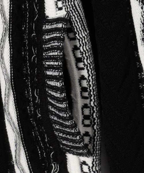 【RIELABO】3Dランダムストライプジャカード ショールカラーカーディガン 