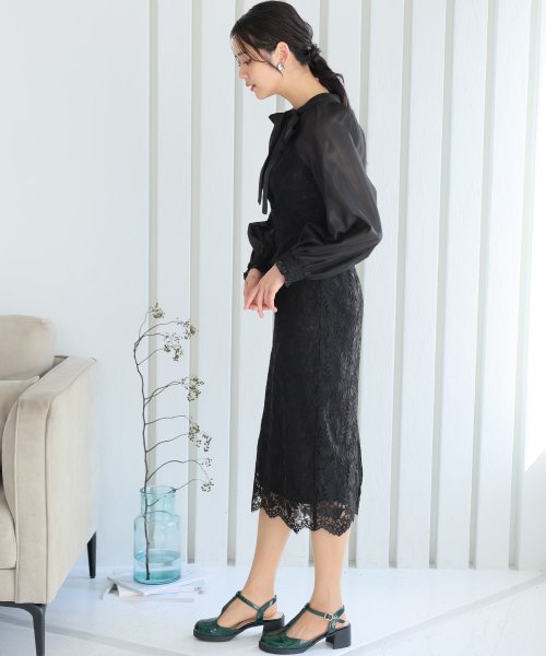 シフォンボレロ付きフラワーレーススカラップワンピース 二次会 食事会 セレモニー 発表会
