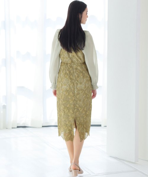 シフォンボレロ付きフラワーレーススカラップワンピース 二次会 食事会 セレモニー 発表会