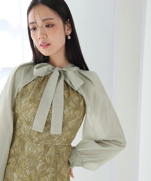 シフォンボレロ付きフラワーレーススカラップワンピース 二次会 食事会 セレモニー 発表会