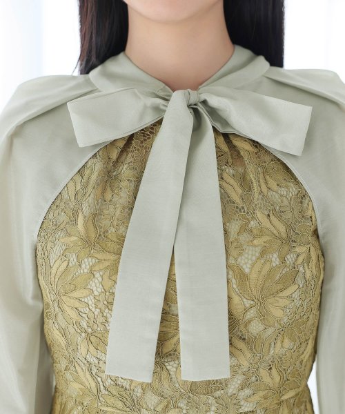 シフォンボレロ付きフラワーレーススカラップワンピース 二次会 食事会 セレモニー 発表会