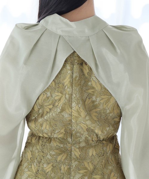 シフォンボレロ付きフラワーレーススカラップワンピース 二次会 食事会 セレモニー 発表会