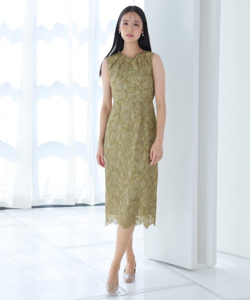 シフォンボレロ付きフラワーレーススカラップワンピース 二次会 食事会 セレモニー 発表会