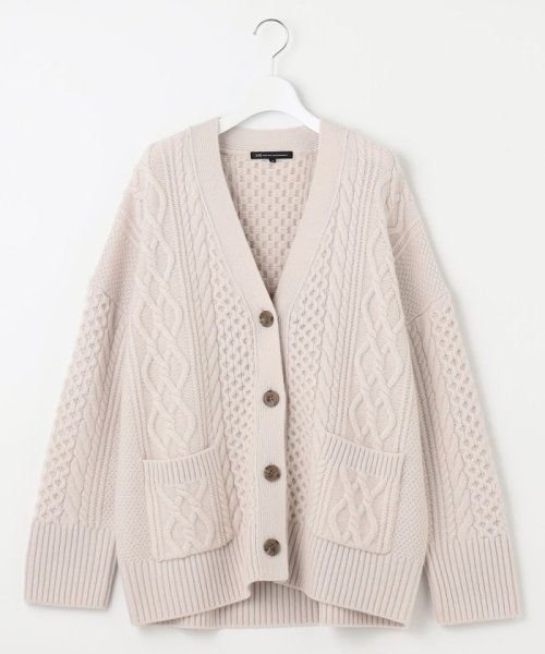 【杏さん着用/洗える】ウールカシミヤ アランパターン カーディガン #005