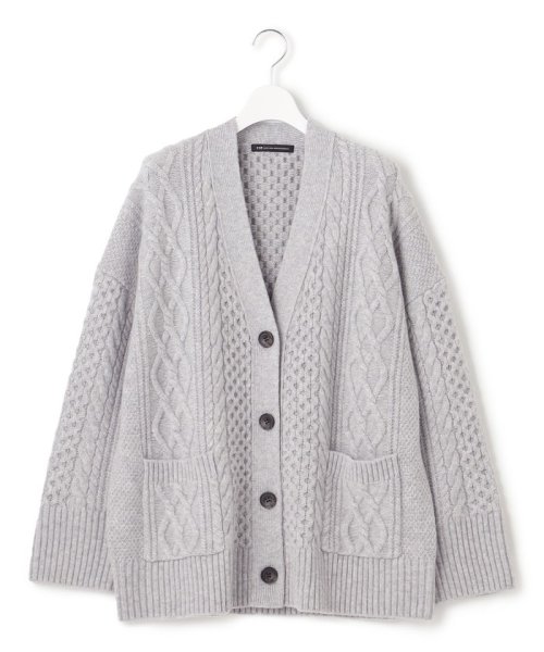 【杏さん着用/洗える】ウールカシミヤ アランパターン カーディガン #005