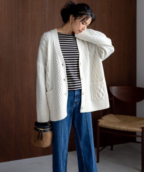 【杏さん着用/洗える】ウールカシミヤ アランパターン カーディガン 商品説明2023 Autumn & Winter大人カジュアルの代名詞、贅沢にふっくら A1419508567(10780円)