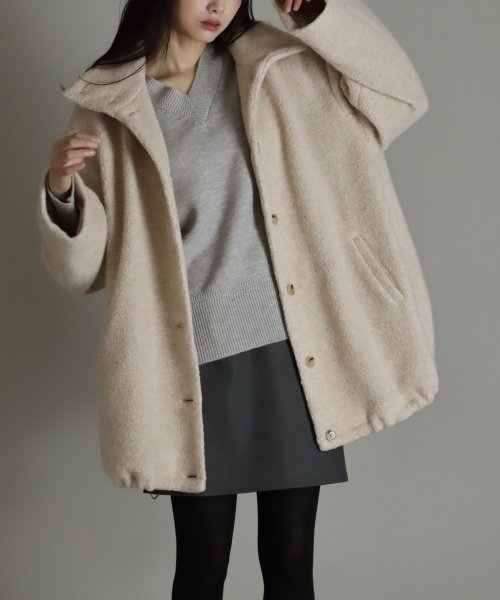 尾州アンゴラパイルフレアボアコート 