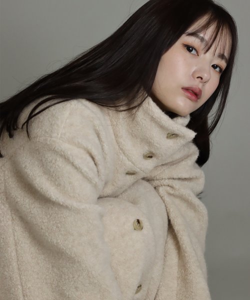 尾州アンゴラパイルフレアボアコート 