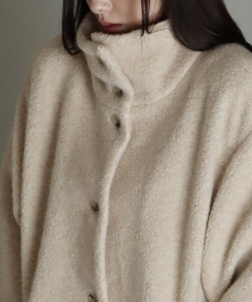 尾州アンゴラパイルフレアボアコート 