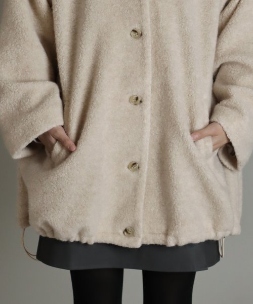 尾州アンゴラパイルフレアボアコート 