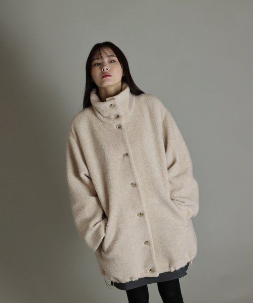 尾州アンゴラパイルフレアボアコート 