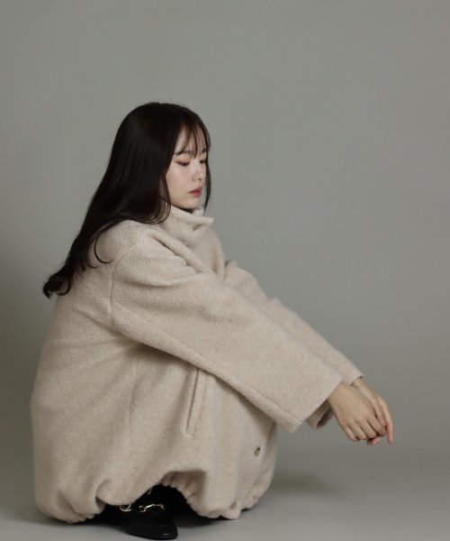 尾州アンゴラパイルフレアボアコート 