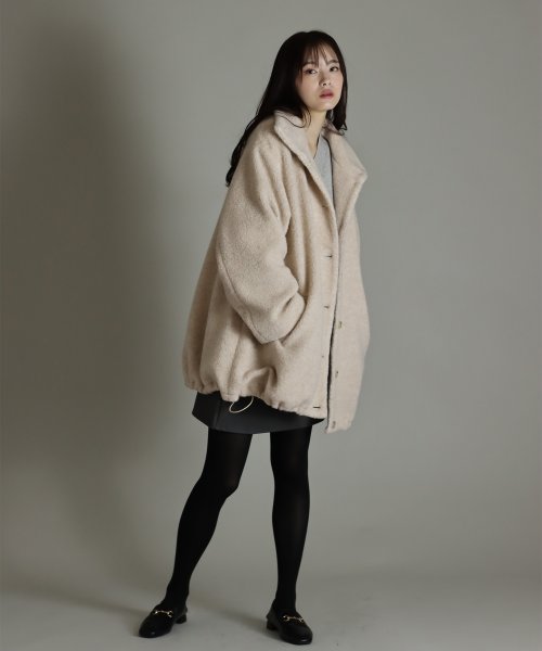 尾州アンゴラパイルフレアボアコート 