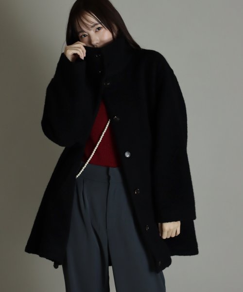 尾州アンゴラパイルフレアボアコート 