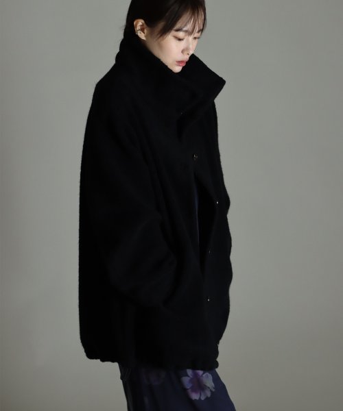 尾州アンゴラパイルフレアボアコート 