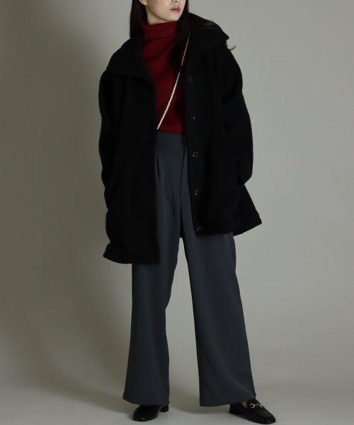 尾州アンゴラパイルフレアボアコート 