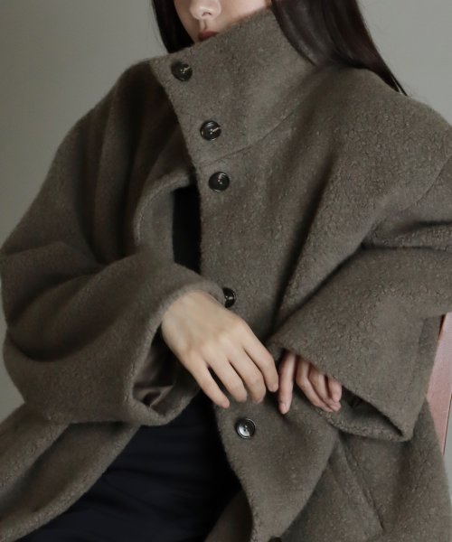 尾州アンゴラパイルフレアボアコート 