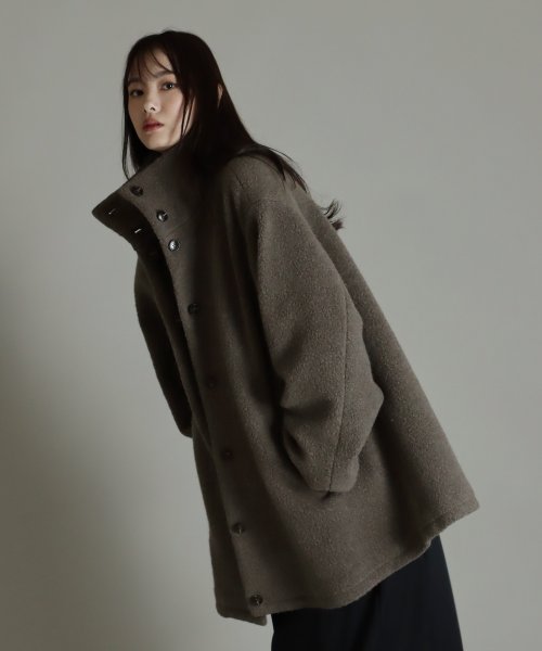 尾州アンゴラパイルフレアボアコート 