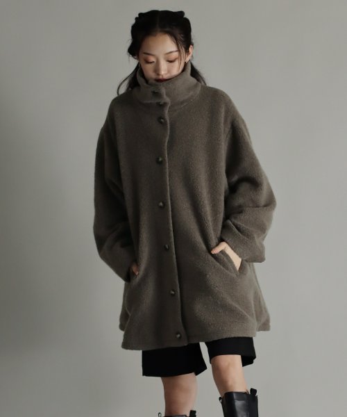 尾州アンゴラパイルフレアボアコート 