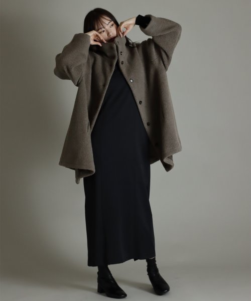 尾州アンゴラパイルフレアボアコート 