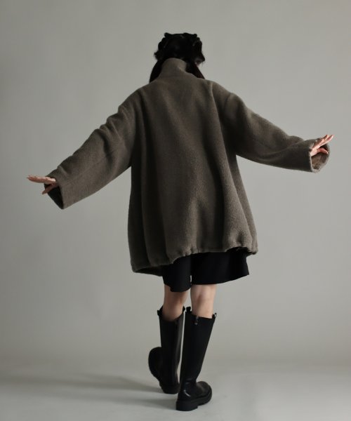 尾州アンゴラパイルフレアボアコート 