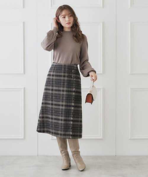Couture Brooch(クチュールブローチ)/合皮ベルト付Aラインスカート/img01