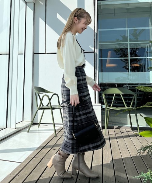 Couture Brooch(クチュールブローチ)/合皮ベルト付Aラインスカート/img06