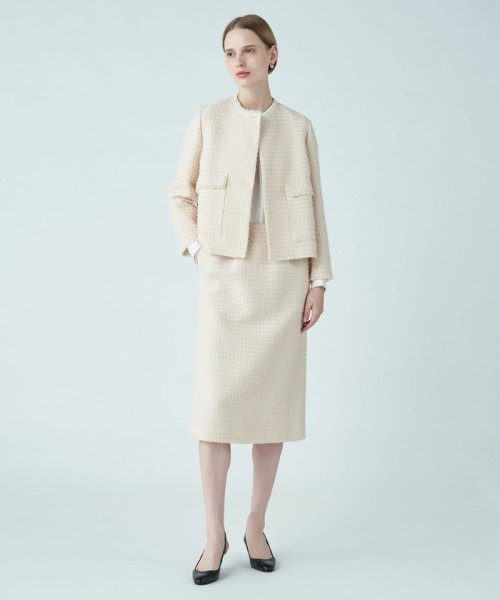 ミックスヤーンツイード ノーカラージャケット 