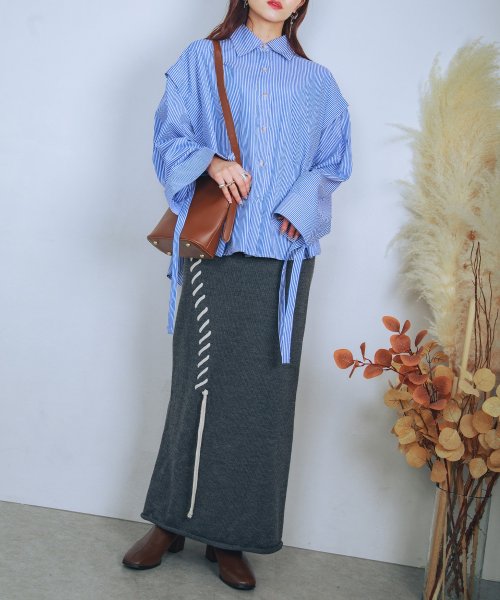 aimoha(aimoha（アイモハ）)/手縫いステッチニットタイトスカート/img12