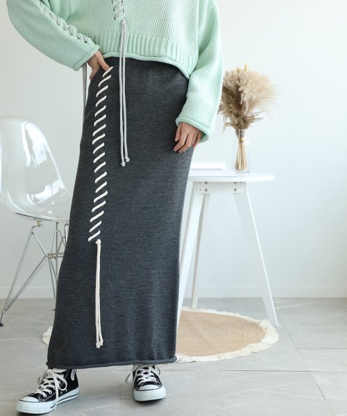 aimoha(aimoha（アイモハ）)/手縫いステッチニットタイトスカート/img15
