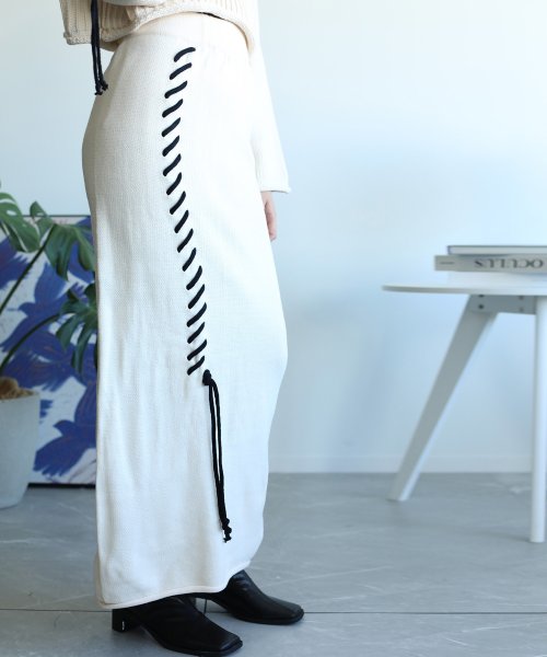 aimoha(aimoha（アイモハ）)/手縫いステッチニットタイトスカート/img21
