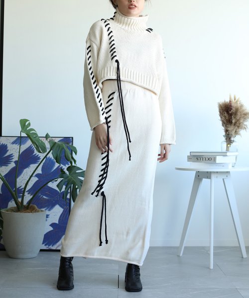 aimoha(aimoha（アイモハ）)/手縫いステッチニットタイトスカート/img22