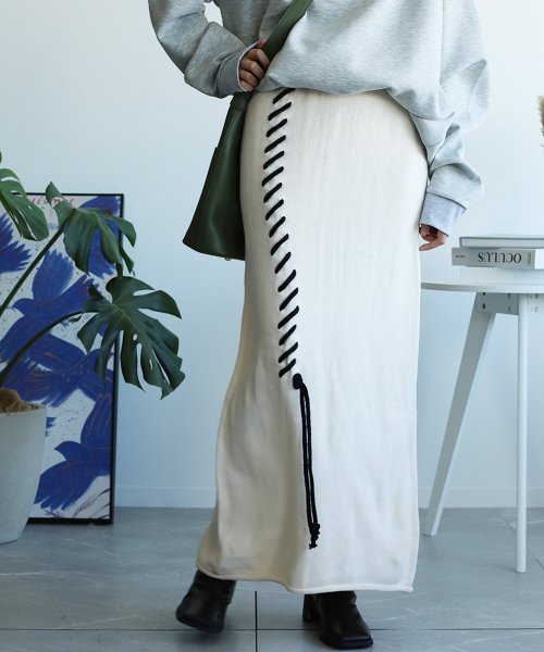 aimoha(aimoha（アイモハ）)/手縫いステッチニットタイトスカート/img25