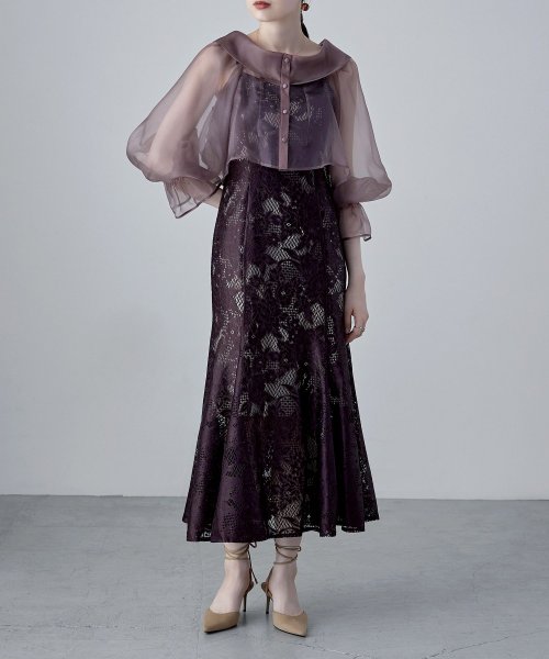 etoll. エトル シアーブラウス&マーメイドキャミソール セット ドレス 結婚式 パーティードレス オケージョン ワンピース お呼ばれ 二次会 マルチway ワンピース エトル ポリエステル100％ 着丈 5cm バスト 裾まわり