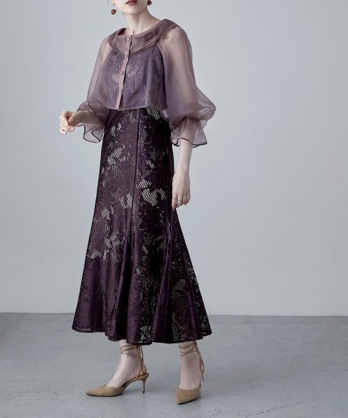 etoll. エトル シアーブラウス&マーメイドキャミソール セット ドレス 結婚式 パーティードレス オケージョン ワンピース お呼ばれ 二次会 マルチway ワンピース エトル ポリエステル100％ 着丈 5cm バスト 裾まわり