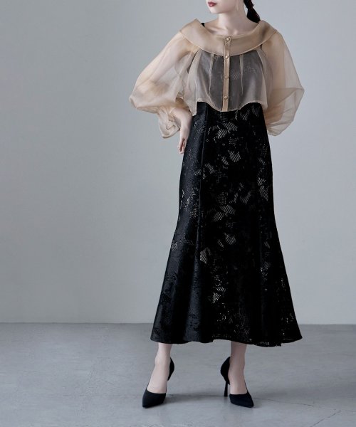 etoll. エトル シアーブラウス&マーメイドキャミソール セット ドレス 結婚式 パーティードレス オケージョン ワンピース お呼ばれ 二次会 マルチway ワンピース エトル ポリエステル100％ 着丈 5cm バスト 裾まわり